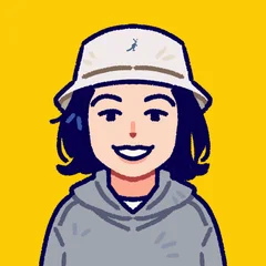 Illustrated portrait of Raufan smiling in a bucket hat