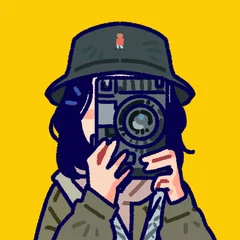 Illustrated portrait of Raufan holding a camera