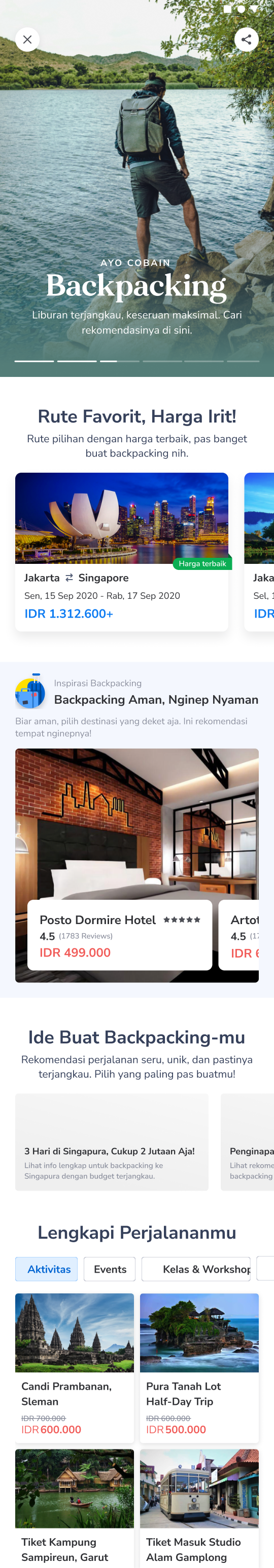 Backpacking curation page